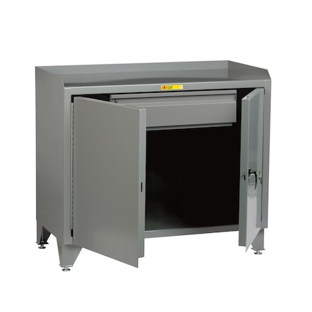 Little Giant Counter Height Bench Cabinet, 36"W, Solid Doors, Steel Top MB-LL-2D-2436HD